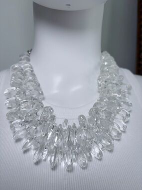 Zara Crystal Statement Bib Necklace - Clear